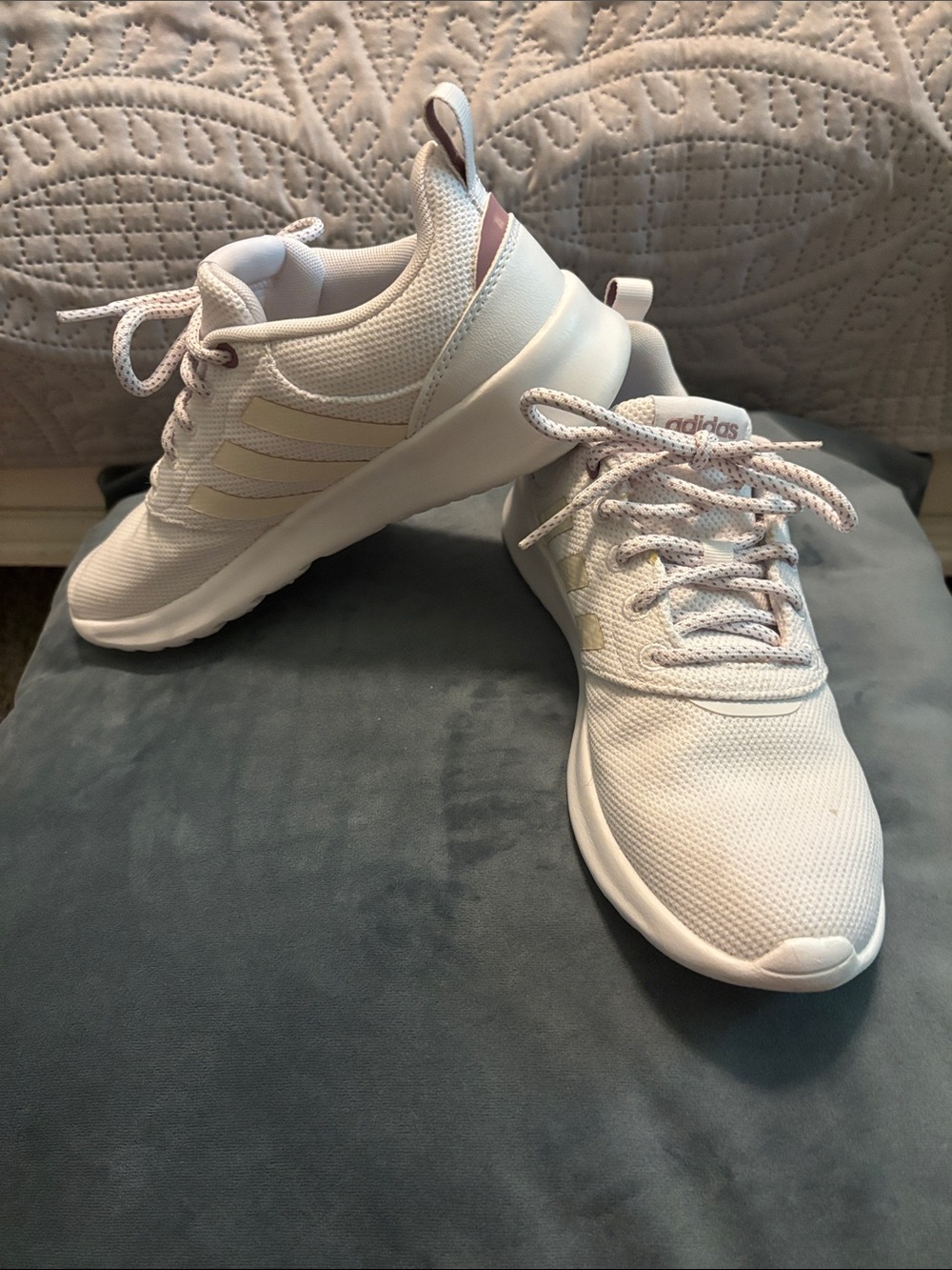 adidas Women's White Mesh Lace-Up Sneakers